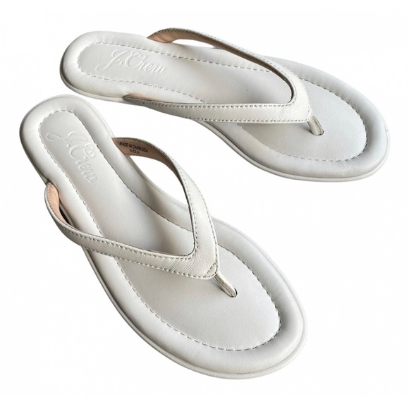 J.Crew White Leather Thong Minorca Sandal/Flip Flops - Picture 2 of 10